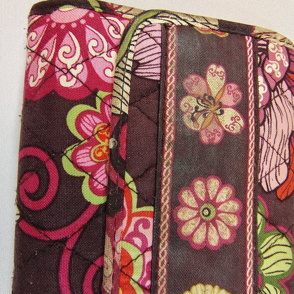 Vera Bradley Mod Floral Quilted Euro Wallet Floral Circle Pattern Boho Colorful - Picture 3 of 15